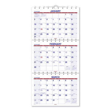 AT-A-GLANCE® Move-a-page Three-month Wall Calendar, 12 X 27, White-red-blue Sheets, 15-month (dec To Feb): 2021 To 2023 freeshipping - TVN Wholesale